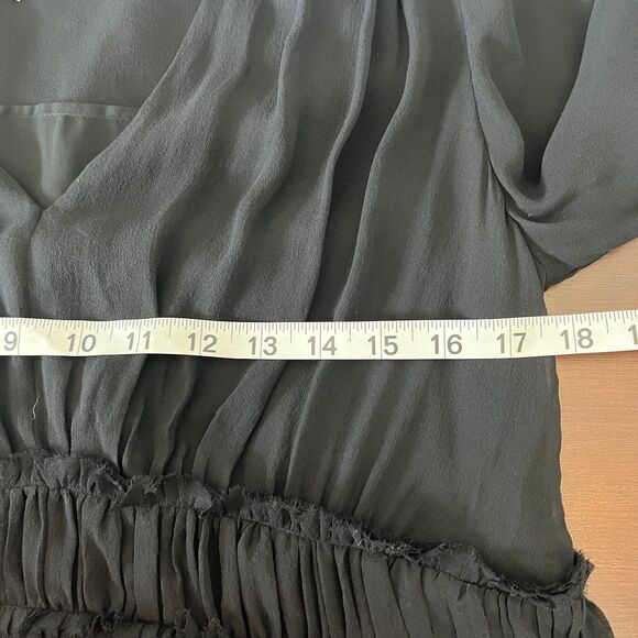 Joie Blouse Womens Small Black Silk Sheer Ruffle Peplum Long Sleeve Top - Picture 6 of 7